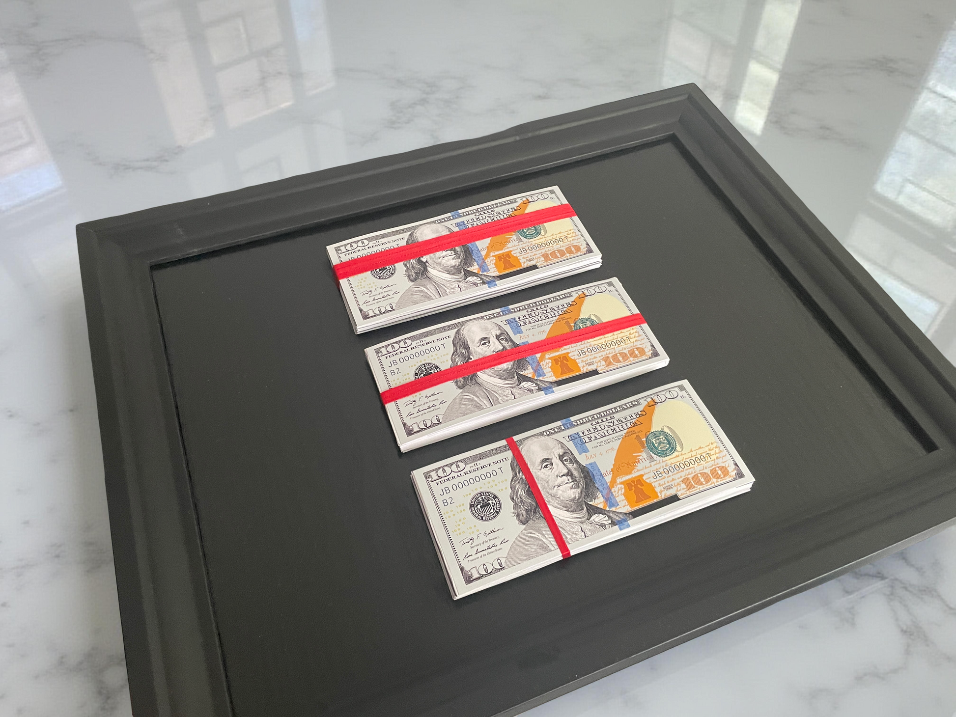 Stacks of American currency veiled in the silence of Omerta